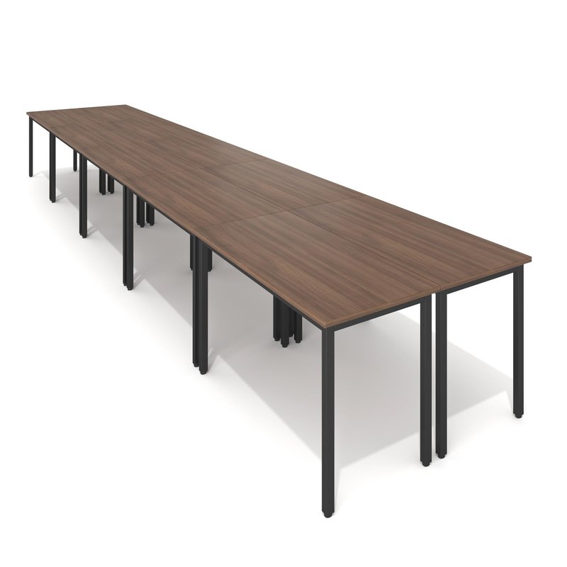 Bonzy Home Conference Tables 23ft Office Computer Desk for Meeting Room Study Writing Printer Podcast Table for 24 People Rustic Walnut 10PCS 275.5"x47.2"x29.5"