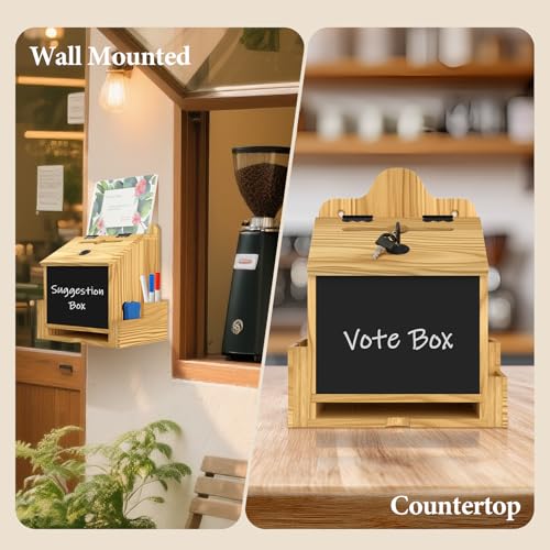 Wooden Suggestion & Donation Box with Lock for Office, Church, Events