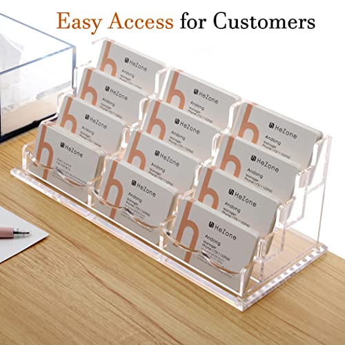 Business Card Holder Display for Desk, 12 Slot 4 Tier Multiple-Clear Acrylic Business Card Stand Set, Holds Approximately 600 Cards(12 Cell H)