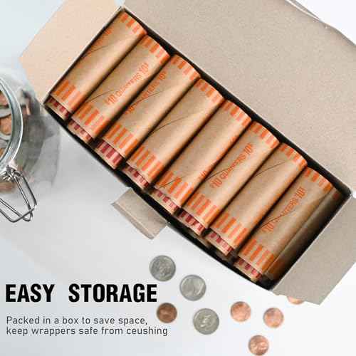 L LIKED 144 PCS Preformed Coin Wrappers Rolls for Penny and Quarter, 72 Each Denomination