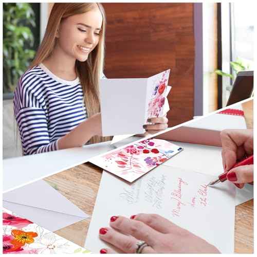 48 Pack Blank Cards and Envelopes, Watercolor Flowers Blank Greeting Cards, Blank Cards for All Occasion