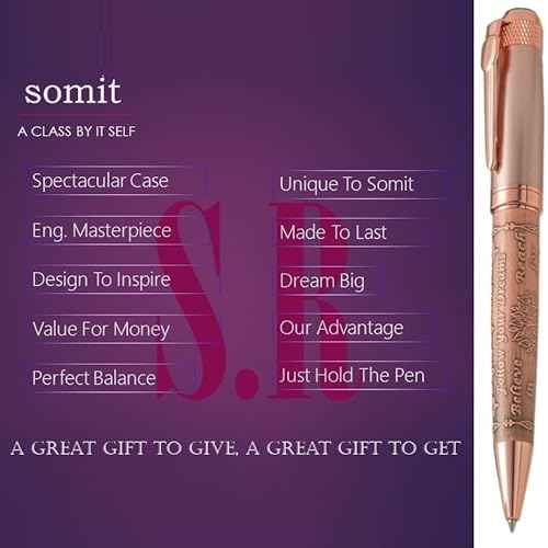S&R Somit Fancy Pen with Gift Box - Luxury Pen for Women ? Valuable Business, Office, Executive Gift for Family & Friends ? Special Engraving & Led Decorative Box (GOLDEN ROSE)