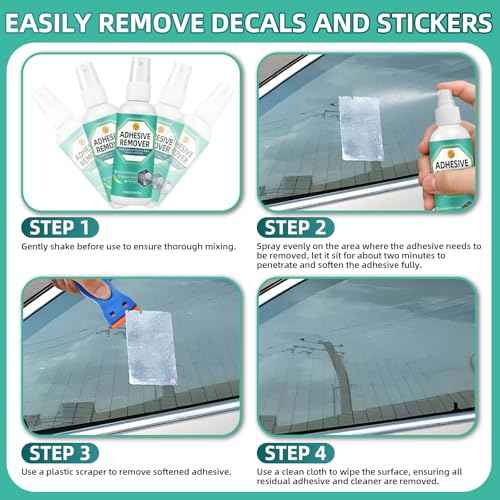 Adhesive Remover Spray, 4.06 Oz Glue Remover with Plastic Scraper and Towel, Surface Safe Sticky Stuff Remover for Car, Windows, Floor, Sticker Remover (1, GREEN)