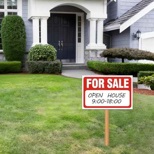 2 Pack For Sale Sign Stickers,12" x 8" Sale Sign for Car and Vehicles, Self-Adhesive Vinyl Decal for House,Home,Boats,Large Space for Handwriting Red