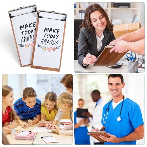 Epakh 40 Pcs Mini Clipboard Small Clipboards Wooden Half Page Clipboard Wood Check Presenters Kids Clipboards for Restaurant School Waitress Guest Server Books Menu Holder, 8 x 4 Inch