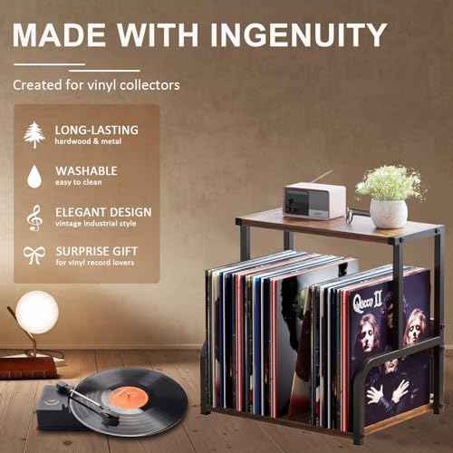 Vinyl Record Storage, Space Saving Record Holder for 12 Inch Albums, Album Vinyl Record Holder Organizes & Protects Your Collection