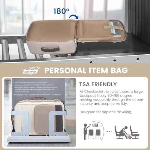 LOVEVOOK Travel Backpack for Women,40L Carry On Backpack Flight Approved,TSA Personal Item Travel Bag Fits 17.3" Laptop with 3 Packing Cubes,Large Waterproof Daypack£¬Beige and nude and coffee