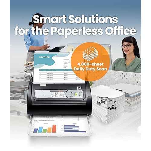 Plustek PS188 High Speed Double-Sided Color Document Scanner, with Automatic Document Feeder (ADF), 30 Pages Per Minute, Support Windows 7/8/10/11