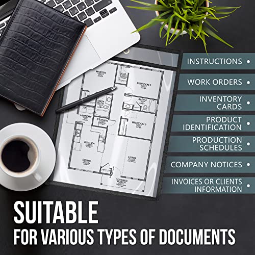 30 Pack Job Ticket Holders 9x12 - Work Order Plastic Sleeves Shop Ticket Holders Dry Erase Pocket Sleeves Dry Erase Pockets Dry Erase Sleeves Clear Pocket Sleeves Ticket Holder Plastic Sleeves