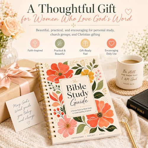Women’s Bible Study Guide Book with Flower Variation | Book-by-Book Overview & Reflection Journal, Spiral Bound, Pocket Scripture Companion for Faith Growth