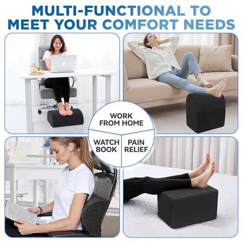 Adjustable Foot Rest for Under Desk at Work - 3-in-1 Ergonomic Foot Stool with Zipper Connection, Height Adjustable for Office, Home & Gaming (Black)