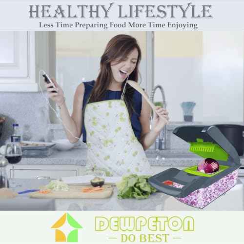 Pro-Series 16-in-1 Vegetable Chopper, Dewpeton Mandoline Slicer, Veggie Chopper, Food Chopper with Container, Vegetable Cutter & Spiralizer for Onion Salad (Home Essential Gadget & Kitchen)