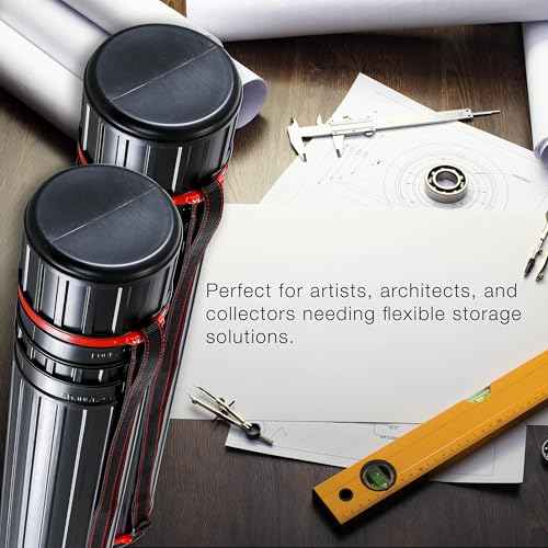 U.S. Art Supply Large Telescoping Drafting Tube (Pack of 2) - 4-7/8" Outside/4-1/2" Inside Diameter, Expands 30-1/4" to 47-3/4", with Shoulder Strap