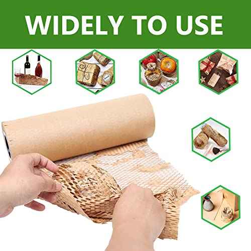 Honeycomb Packing Paper Wrap 12"x400' Recycled Cushion Wrapping Roll Eco Friendly Shipping Moving Wrap Biodegradable Packaging Suppliers with 20 Fragile Sticker Labels