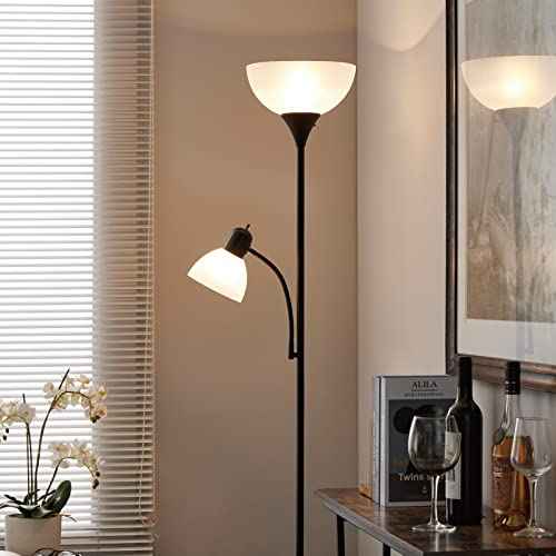 Floor Lamp with Reading Light, 72" Tall Lamp for 2 Head, Standing Lamps for Living Room, Bedroom, Corner, Office. No Bulbs