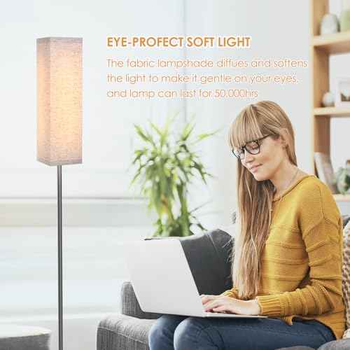Floor Lamp for Bedroom Living Room Office with Remote Control Modern Living Room LED 4 Color Temperature & Stepless Dimmer, Standing Elegant Lamp 3000k-7000k