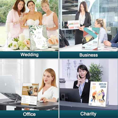 14 Pack Acrylic Sign Holder 8.5x11 Inches, Clear Tabletop Plastic Paper Display Stand, L-Shape Vertical Menu Holder Stand, Photo Picture Frame Flyer Display Stand for Restaurants, Store,Office Desktop