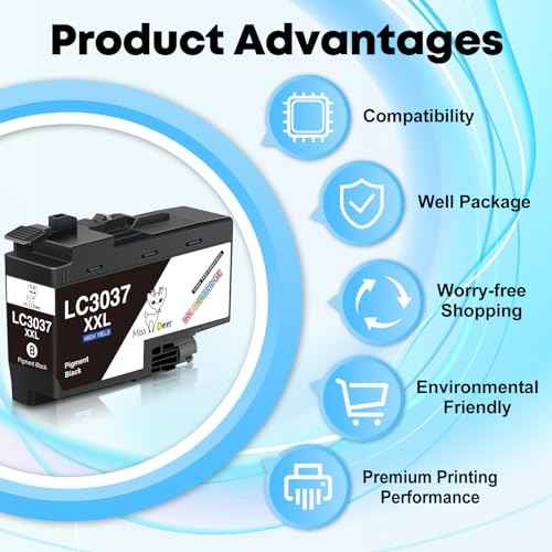 Miss Deer LC3037 Black Ink Cartridges Compatible Replacement for Brother LC3037BK LC3037 LC3037XXL LC3039, Work for Brother MFC-J6945DW MFC-J5845DW XL MFC-J5945DW MFC-J6545DW XL