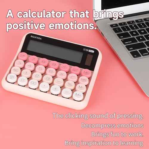 Desk Calculator, 12 Digit Large LCD Display, Big Buttons, Ergonomic 15¡Æ Tilt, Real Mechanical Keypad, Desktop Calculator for Office and Study