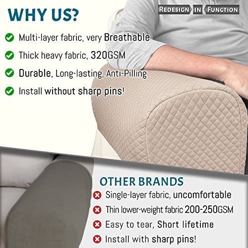 Roytub Stretch Couch Arm Covers, Breathable Armrest Cover for Sofas and Chairs Armrest Cover Keep Home Clean, Scratch-Resistant Sofa Arm Covers Protect and Decorate Your Sofa(Medium, Sand, 2PCS)