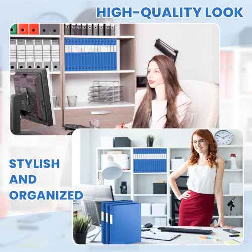 Henoyso 16 Pcs 1/2 Inch 3 Ring Binder with Clear Cover Plastic Flexible Fit Letter Size 8.5" x 11" Paper Holds 100 Sheets Versatile Binders for School Office Home,1 Pocket (Blue)