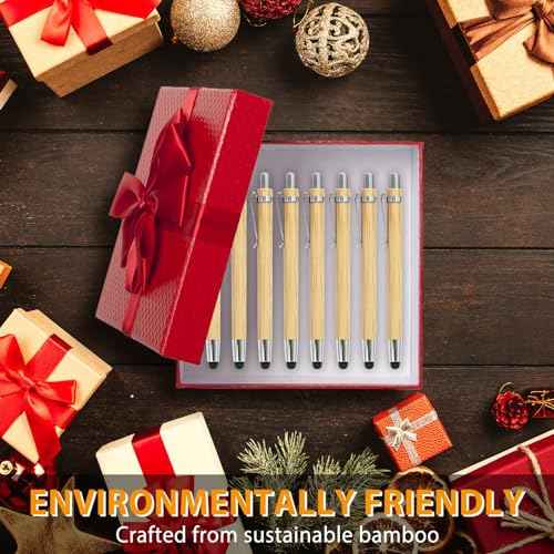 100pcs Bamboo Pens Bulk 2-in-1 Stylus Tip Wooden Bamboo Pens Engraving Wooden Ballpoint Pen Customizable Gift Pen Bulk