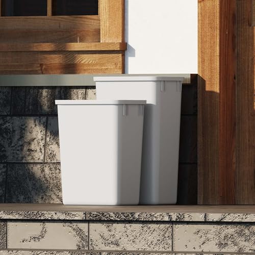 52.8QT Stackable Plastic Trash Can - Dowell 50L Wastebasket, Grey, Kitchen & Office