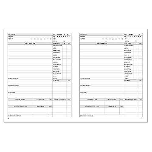 BookFactory Construction Daily Activity Log Book Construction Foreman Site LogBook - 384 Pages 8 7/8'' x 11 1/4'' Section Sewn Hardbound Burgundy Cover with Blocks (Made in USA)
