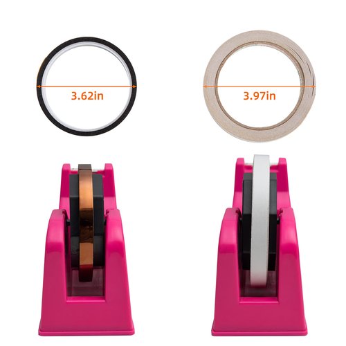 IHOMECOOKER Desktop Tape Dispenser Adhesive Roll Holder (Fits 1" & 3" Core) with Weighted Nonskid Rose red