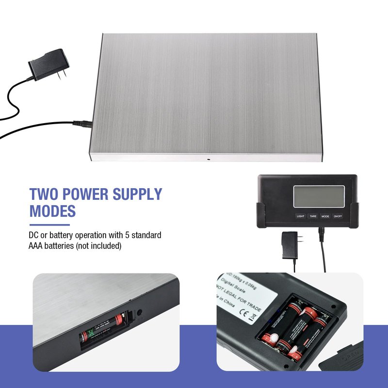 Shipping Postal Scale with Durable Stainless Steel Large Platform, 400lb High Accuracy, Backlit LED Display,Post Office Postal Scale and Luggage Scale, DC Adapter Included(No Coil)