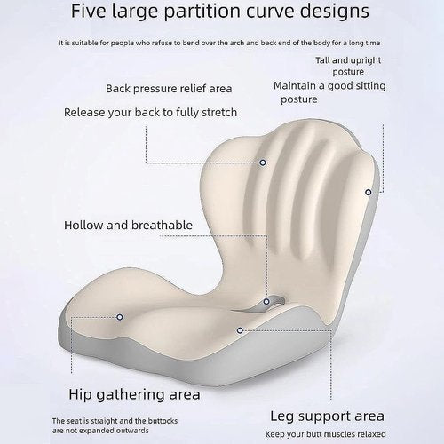 Sweevly Posture and Seat Cushion, Memory Foam L-Shaped Integrated Seat Cushions with Back Support for Tailbone Pain Relief, One-Piece Cushion for Office Chair & Car Seat, Non-Slip Bottom (Black)