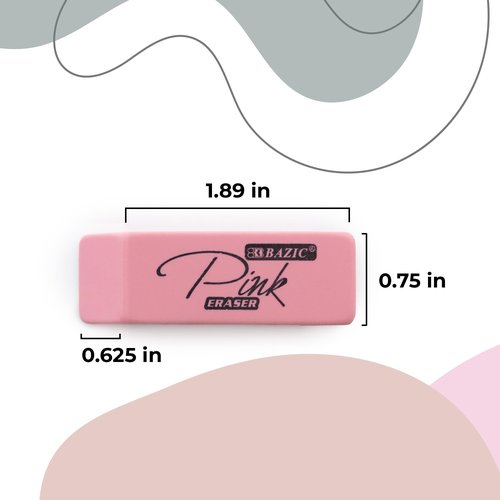 BAZIC Products Pink Eraser, Latex Free Bevel Erasers, Large Size Block Erasers for Art Drawing School Office Kids Teachers (4/Pack), 72-Packs