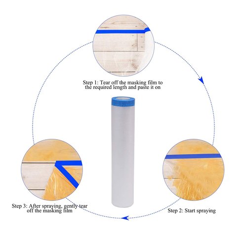 VECOPE 3-Piece Set,Pre- Masking Film Protection Covering Cloth Tape | for Automotive Covering Painting Paint Masking (8-Feet X 65-Feet)