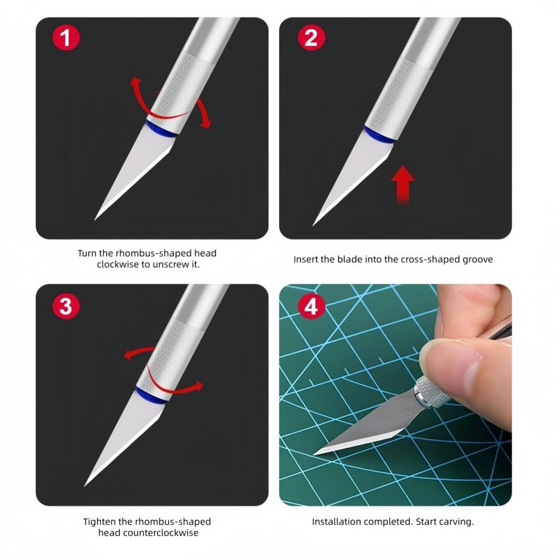 LOLUTIY 1 Pcs Craft Hobby Knife Exacto Knife with 11 Pcs Stainless Steel Blade Kit, Scrapbooking, Stencil