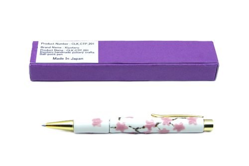 Kiyoteru Made in Japan Craft Pottery Ball-point pen to turn Sakura tree pattern of the White CLK_CTP_201