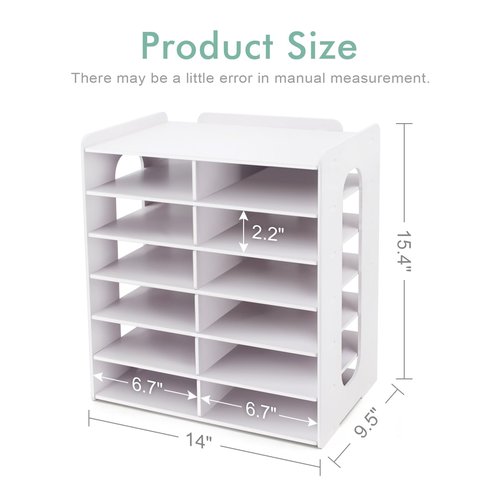 SONGWAY Desktop Mail Sorter Organizer - Small File Organizer for Desk, Desk Bills Storage, 12 Slots Ink Pad and Stamp Pad Storage Rack