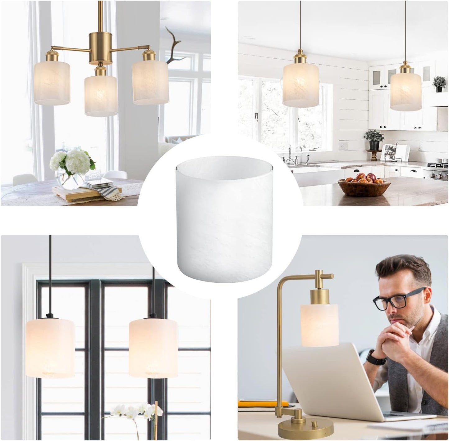 1 Pack Seeded Clear Glass Lamp Shade Replacement Glass Shade for Pendant light, Floor lamp, Desk lamp,Wall Sconces and Bathroom Vanity lights.1-5/8-Inch Fitter Opening