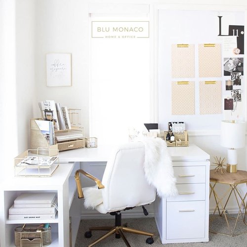 BLU MONACO Gold Desk Organizer – Cute File Holder for Desk & Drawer Storage for Office Supplies, Paper, Devices & Folders