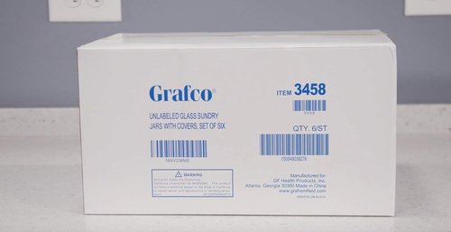 Graham-Field Glass Medical Sundry Jars - Clear Unlabeled Storage Jars with Lids | 7 x 4.25” (6 Count)