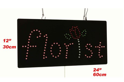 Florist Sign, 24"x12", 60x30cm, TOPKING, LED, Neon, Florescent, Signage, Signboard, Display, Billboard, Screen, Grand Opening, Gift