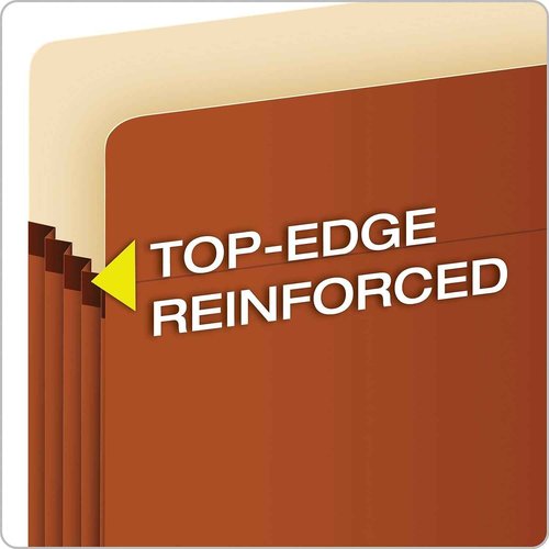 Pendaflex® Extra-Strong Acid-Free File Pockets, Letter Size, 5 1/4" Expansion, 30% Recycled, Red, Box of 50