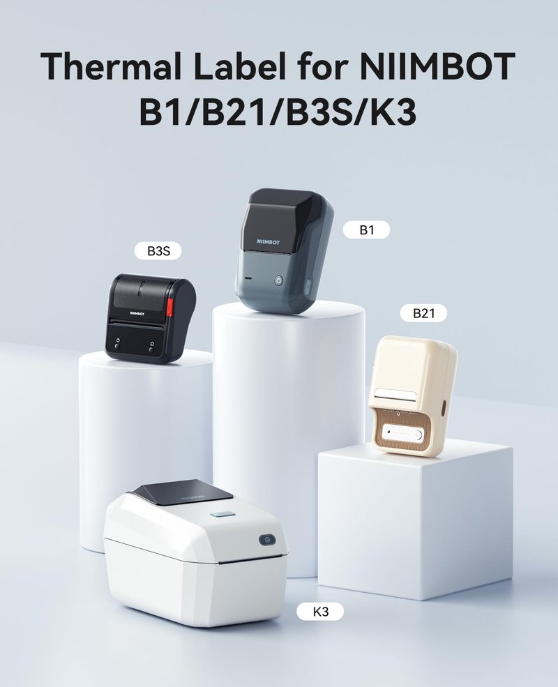 NIIMBOT 3 Rolls White Labels for B1 B21 B3S K3 Label Maker, 1.57'' x 1.18'' (40x30mm) Printer Labels, Food Labels for Jars, Personalized Editable Labels for Home/School/Office
