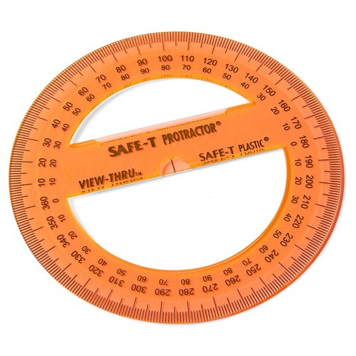 hand2mind Clear 4” Safe-T 360 Degree Protractor Set, Circle Protractor for School, Clear Plastic Protractor Ruler, Geometry Tools, Protractors Bulk for Classroom, Math Teacher Supplies (Set of 24)
