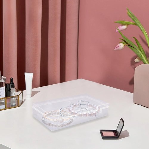ZSDRTYU Pencil Box, 6 Pack Craft Boxes Small Storage Containers Plastic Boxes With Lid, Clear File Small Plastic Containers For Board Game, Craft, Document, Magazine, 7.6 X 4.1 X 1.57 In