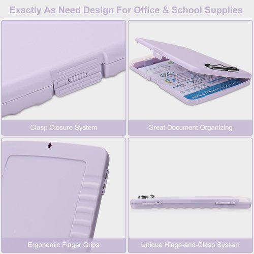 Clipboard with Storage for Office Supplies,Storage Clipboard with Pen Holder,Nursing Clipboards with Low Profile Clip,Clip Boards 8.5x11 with Storage for Nurse,Teacher Must Haves Clipboards-02Purple