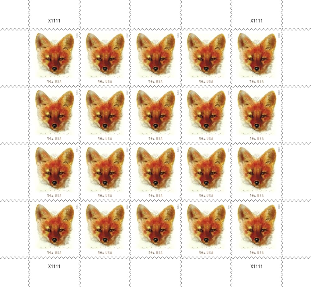 Red Fox 2023 40-Cent (Sheet of 20) Definitive Denominated Mail-Use Additional Postage Stamps