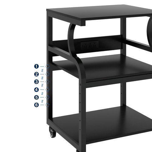 Natwind Large Printer Stand,24''x20''x29''Printer Table with Adjustable Storage Shelf,3 Tier Rolling Printer Cart with Wheels,Home Office Multifunctional Shelves for Heat Press,3D Printer (Black)