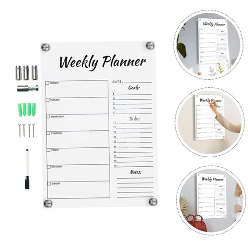 NUOBESTY Weekly Plan Writing Board Blackboard Board Calendar Dry Erase Wall Hanging Memo