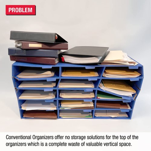 Ultimate Office TierDrop Topper 8 Slot Vertical File Organizer and Sorter with 9 Dividers That Adjust in 1 inch Increments. Converts into a Hanging File Folder Organizer with Included Rail Adapters