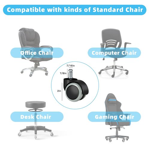 Office Chair Caster Wheels Replacement(Set of 5),28'' Heavy Duty Office Chair Base Replacement